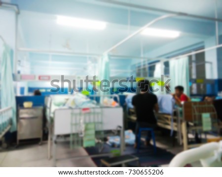 blurred image hospital with bokeh light Background for use as Background