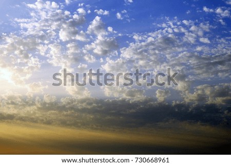 sunset and sky and clouds in the Mediterranean Sea in Israel