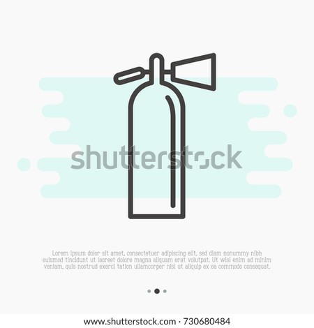 Fire extinguisher thin line icon. Simple vector illustration of public sign.