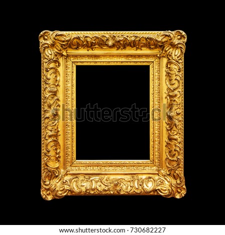 Luxury ornate portrait frame isolated on black background