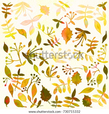 Retro floral background.Abstract water color background with autumn leaves. Album "Autumn surfaces".