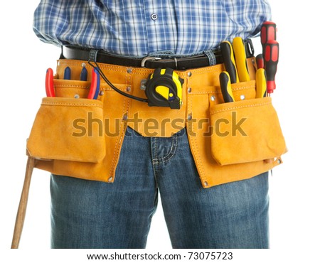Close-up on worker's toolbelt Royalty-Free Stock Photo #73075723