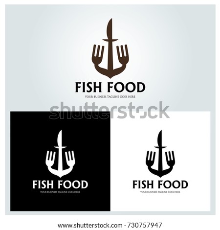 Fish food logo design template. Anchor logo design concept. Vector illustration
