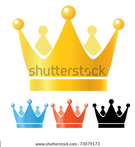 Crown illustration. Gold, blue, red and black