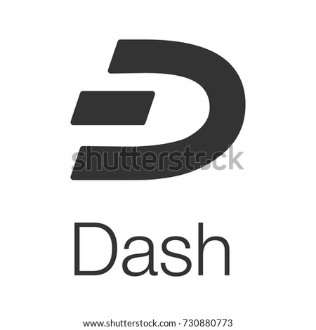Dashcoin glyph icon. Silhouette symbol. Dash. Cryptocurrency. Mining. Negative space. Vector isolated illustration