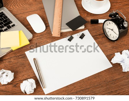 Blank paper on desk