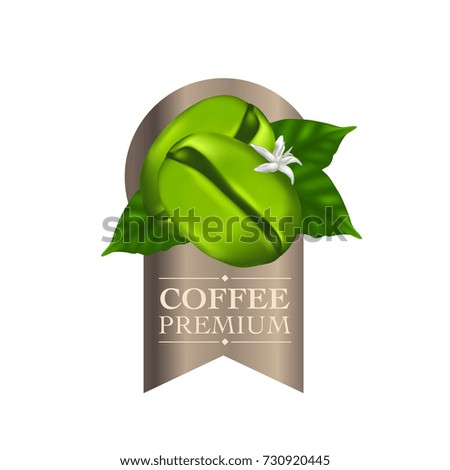 coffee grains and leaves vector illustration.