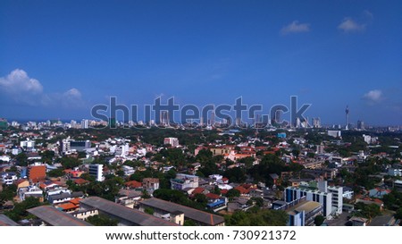 Colombo Aerial view from 250 m above. Rising Sri Lanka. Skyscrapers and skyline.