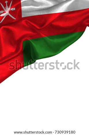 Grunge colorful flag Oman with copyspace for your text or images,isolated on white background. Close up, fluttering downwind.