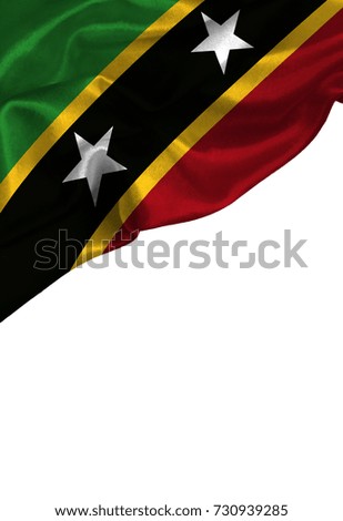 Grunge colorful flag Saint Kitts and Nevis with copyspace for your text or images,isolated on white background. Close up, fluttering downwind.