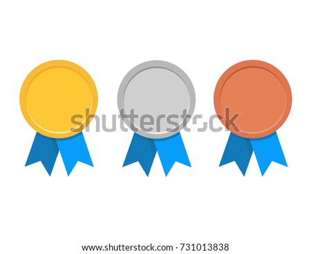 Set of gold, silver and bronze Award medals on white Royalty-Free Stock Photo #731013838