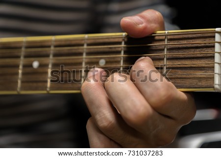acoustic guitar close-up playing for folk music