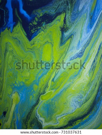 Blue, Yellow, and Green Fluid Acrylic Abstract Art Painting Graphic Resource