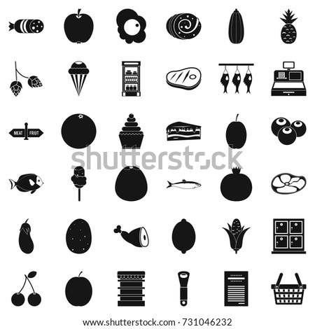 Grocery icons set. Simple style of 36 grocery vector icons for web isolated on white background