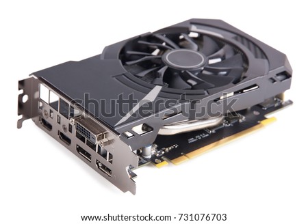 Graphic card for computer isolated on white background