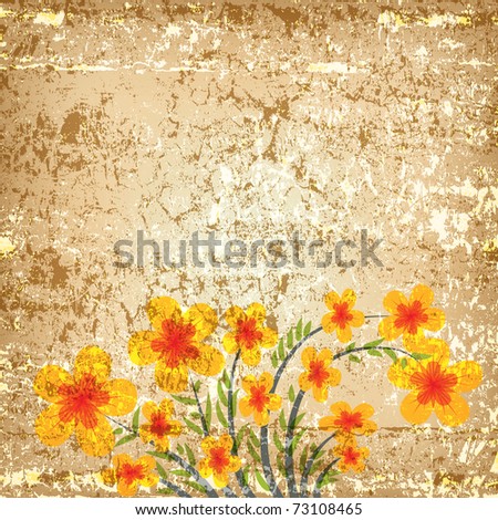 abstract illustration with flowers on grunge background