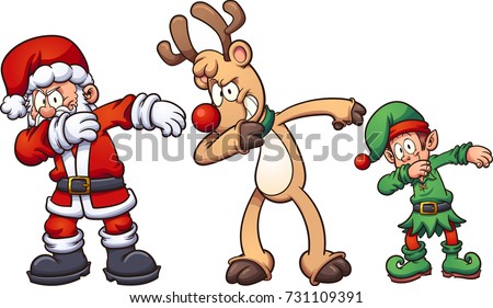 Dabbing Christmas characters. Vector clip art illustration with simple gradients. Each on a separate layer. 