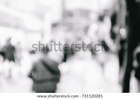 Abstract background of people walk on the street with B&W color