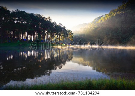 Morning at Pang Ung lake, Pang Ung Mae Hong Son province, North of Thailand