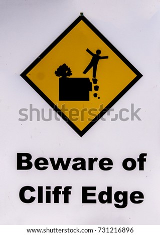 Danger - Beware of cliff edge sign