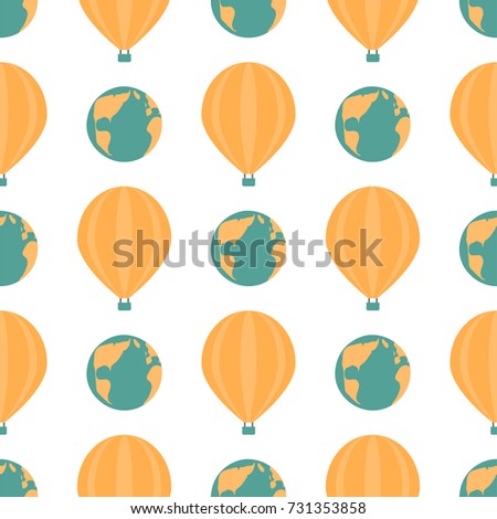 Globe earth geography element seamless pattern planet travel map education symbol vector illustration.