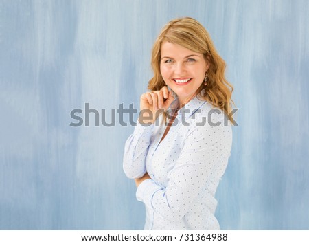 Businesswoman in blue blouse