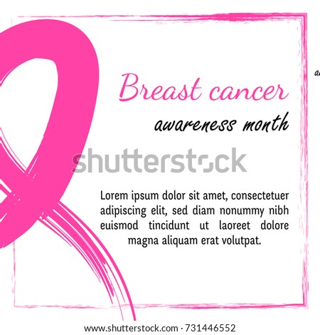 15 october Vector illustration for Breast cancer day. Watercolor awareness symbol - pink crayon ribbon. Hand drawn ribbon. EPS10. Design template for poster, banner, flayer, web, card.
