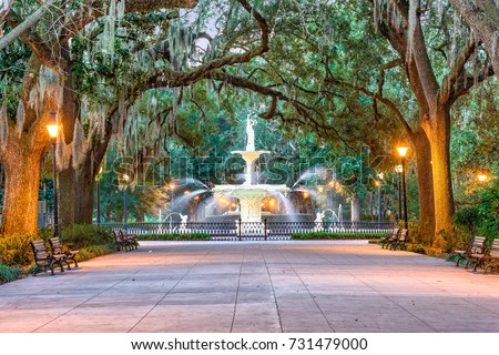 Savannah, Georgia, USA at Forsyth Park. Royalty-Free Stock Photo #731479000