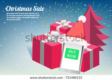 Christmas and New Year sale with fireworks design Eps10 vector.