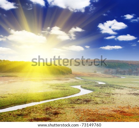 Beautiful landscape with the river