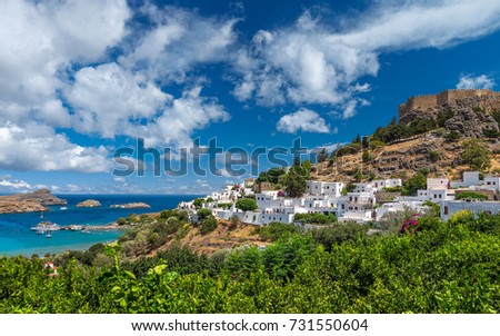 Lindos, island of Rhodes, Dodecanese, Greece Royalty-Free Stock Photo #731550604