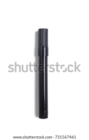Black Permanent Pen for white board isolated on white background.With clipping path and no shadow.
