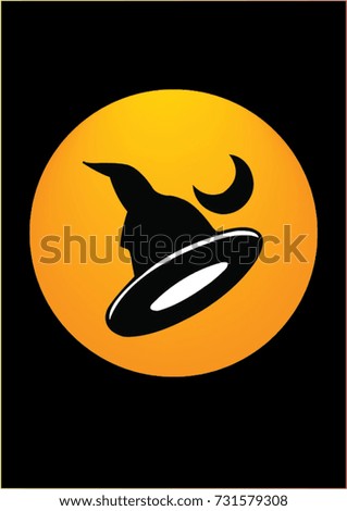 halloween party trick or treat eyes with witch hat vector illustration