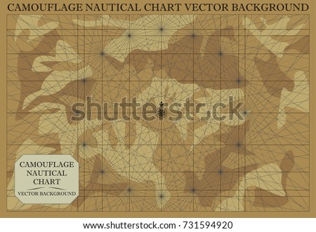 Antique Camouflage Nautical Chart Vector Background