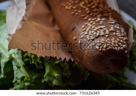 baguette with sesame seeds and herbs