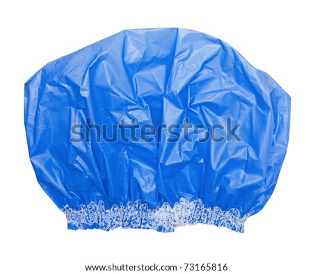 Bright blue shower cap on white Royalty-Free Stock Photo #73165816