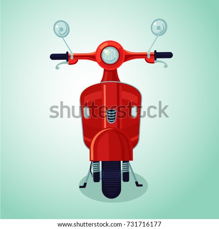 Red vintage moto scooter. Isolated cartoon illustration