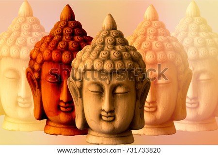 A background with several images of a buddha Royalty-Free Stock Photo #731733820