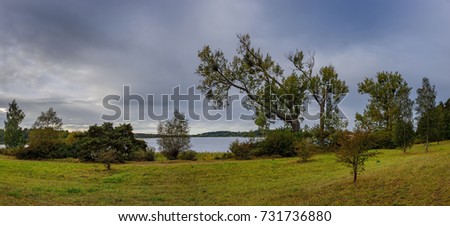 Stormy atmosphere over the "Feisnecksee" ("Lake Felsneck") near Waren (Mueritz) - Panorama from five pictures