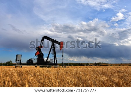 An image of an oil field pump jack. 