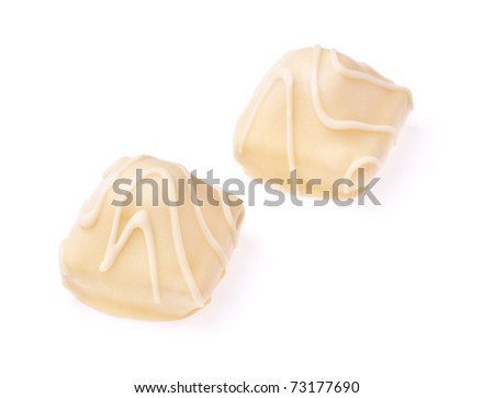 two chocolate candies isolated on white background