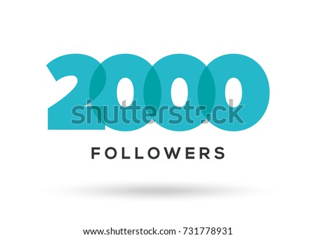Acknowledgment Image 2000 Followers, Blue Letters On White Background, Vector Illustration