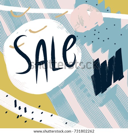 Vector hand drawn abstraction, inscription "Sale". Texture, background, elements for design.