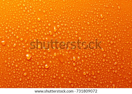 Water Drops On Orange Background Texture colorful waterdrop Royalty-Free Stock Photo #731809072