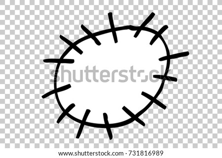 Hand Draw Sketch of Circle Patch and Stitching Effect, at Transparent Effect Background
