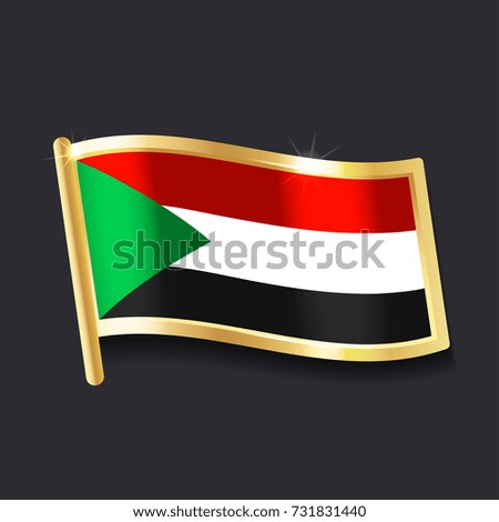 flag of Sudan in the form of badge, flat image