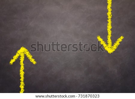 yellow arrow draw line direction ideas concept on black chalk board with free copyspace for your creativity ideas texts