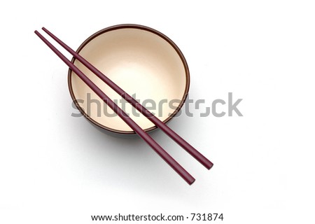 Isolated picture of chopsticks on a bowl