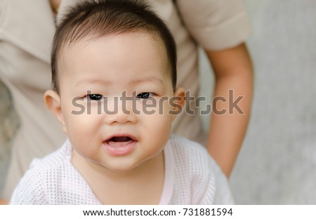 asian cute baby smile outdoor