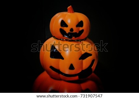 Halloween Pumpkins at night.